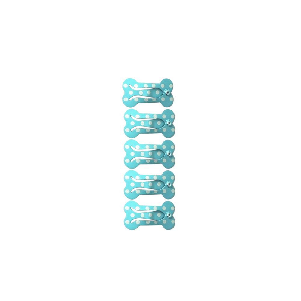Shih Tzu Bone Design Hair Clips Set (5 pcs) sky-blue by HitMyNeed