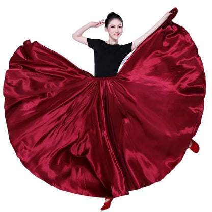Shining Satin Long Spanish Sun Skirt for Dance by HitMyNeed