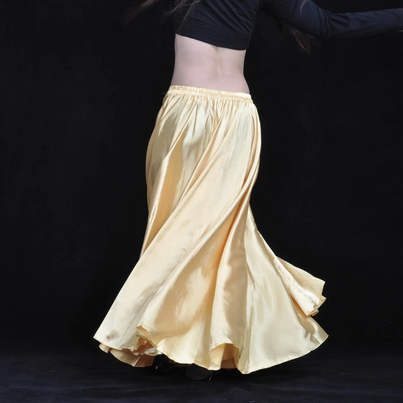 Shining Satin Long Spanish Sun Skirt for Dance gold by HitMyNeed