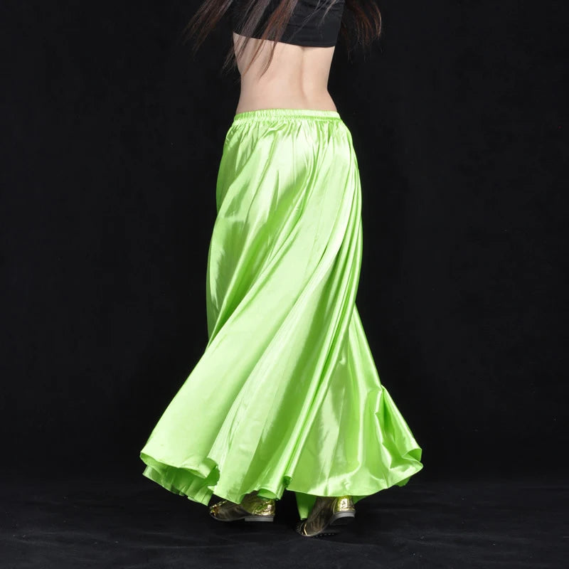 Shining Satin Long Spanish Sun Skirt for Dance light-green by HitMyNeed