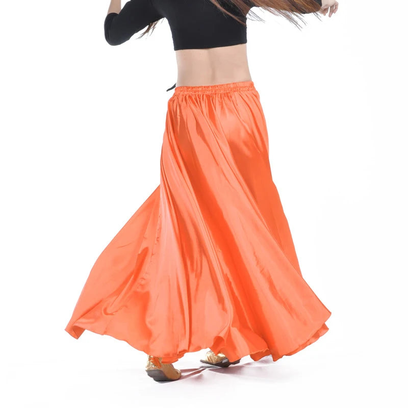 Shining Satin Long Spanish Sun Skirt for Dance orange by HitMyNeed