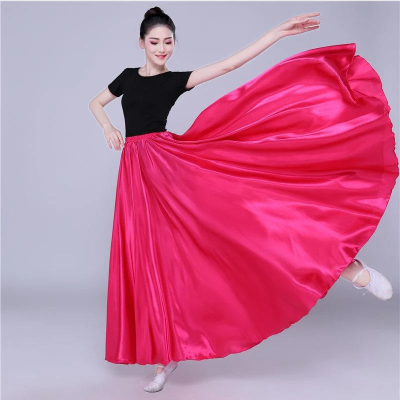 Shining Satin Long Spanish Sun Skirt for Dance rose by HitMyNeed