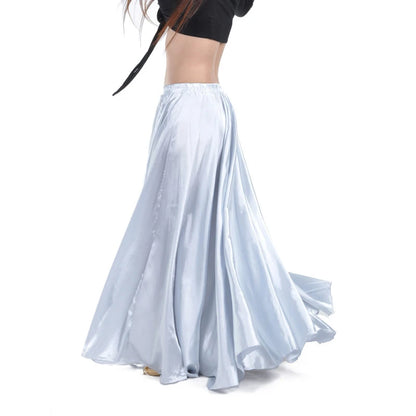 Shining Satin Long Spanish Sun Skirt for Dance silver by HitMyNeed