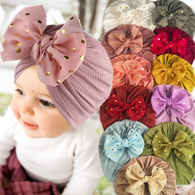 Shiny Bowknot Baby Turban Hat for Newborns by HitMyNeed