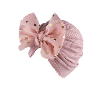 Shiny Bowknot Baby Turban Hat for Newborns dark-pink by HitMyNeed