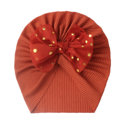 Shiny Bowknot Baby Turban Hat for Newborns dark-red by HitMyNeed