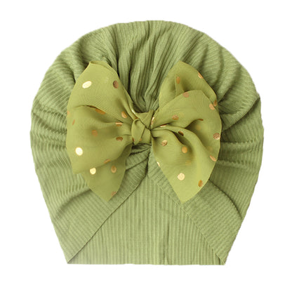 Shiny Bowknot Baby Turban Hat for Newborns green by HitMyNeed