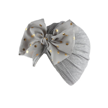 Shiny Bowknot Baby Turban Hat for Newborns grey by HitMyNeed