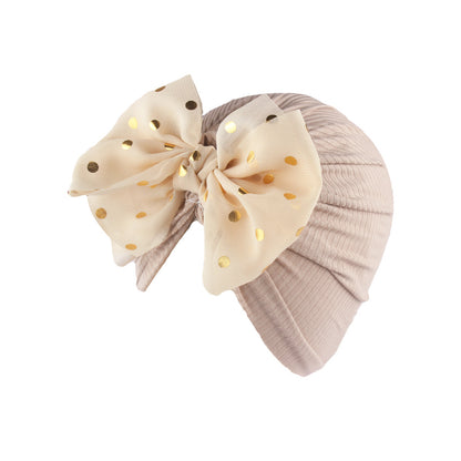 Shiny Bowknot Baby Turban Hat for Newborns light-khaki by HitMyNeed