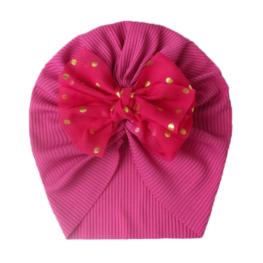 Shiny Bowknot Baby Turban Hat for Newborns light-red by HitMyNeed