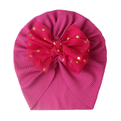 Shiny Bowknot Baby Turban Hat for Newborns light-red by HitMyNeed