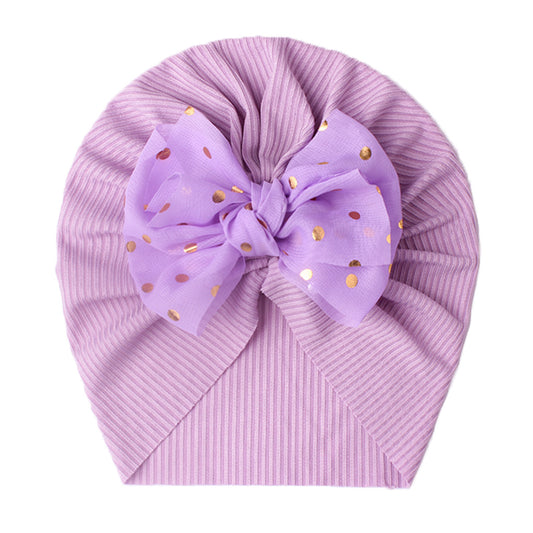 Shiny Bowknot Baby Turban Hat for Newborns purple by HitMyNeed