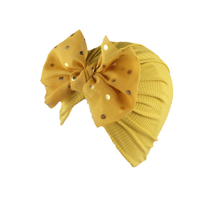 Shiny Bowknot Baby Turban Hat for Newborns yellow by HitMyNeed