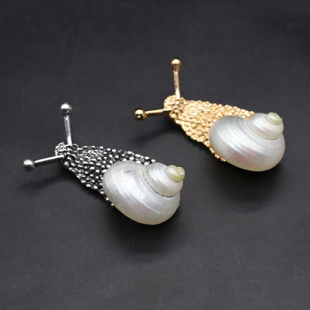 Shiny Metal Snail Brooch with Shell Detail by HitMyNeed