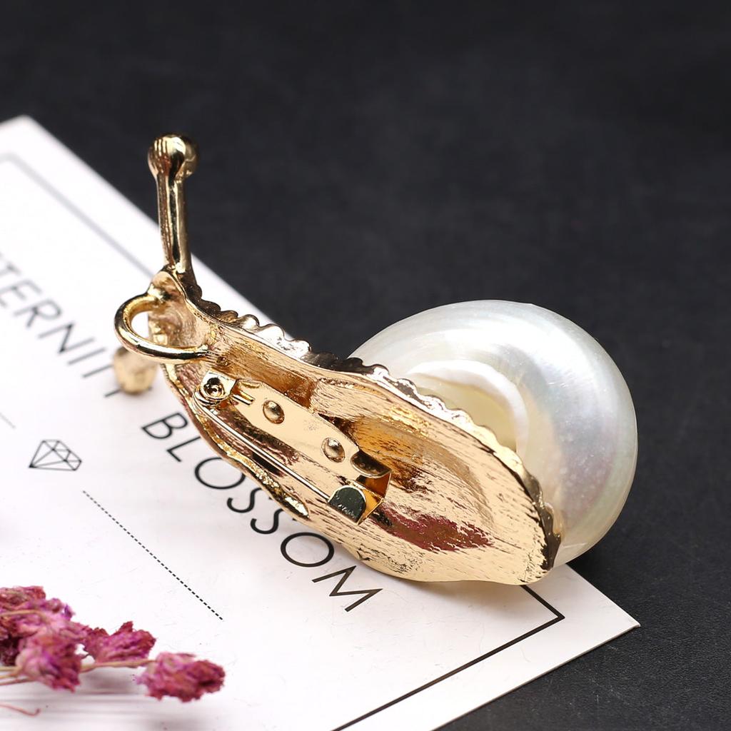 Shiny Metal Snail Brooch with Shell Detail by HitMyNeed