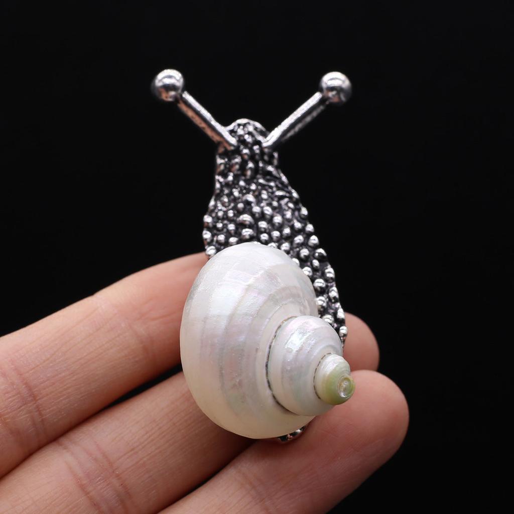 Shiny Metal Snail Brooch with Shell Detail by HitMyNeed