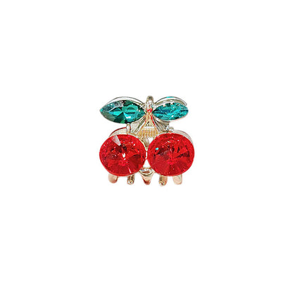 Shiny Red Rhinestone Cherry Hair Clips (2 Pcs) by HitMyNeed