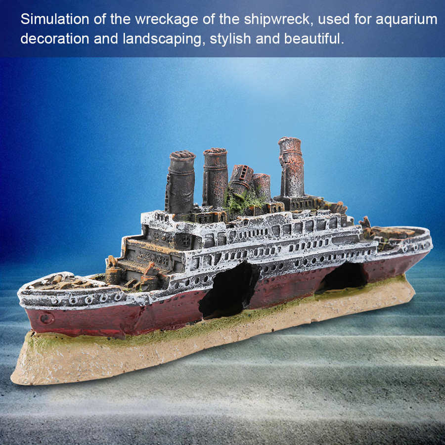 Shipwreck Aquarium Ornament Resin Fish Tank Decor by HitMyNeed