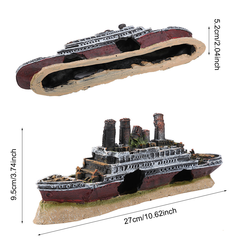 Shipwreck Aquarium Ornament Resin Fish Tank Decor by HitMyNeed