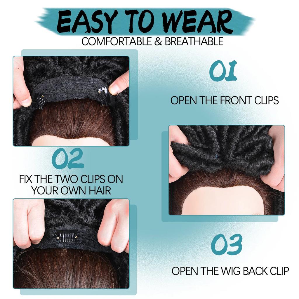 Short Afro Crochet Braided Half Wig with Clips by HitMyNeed