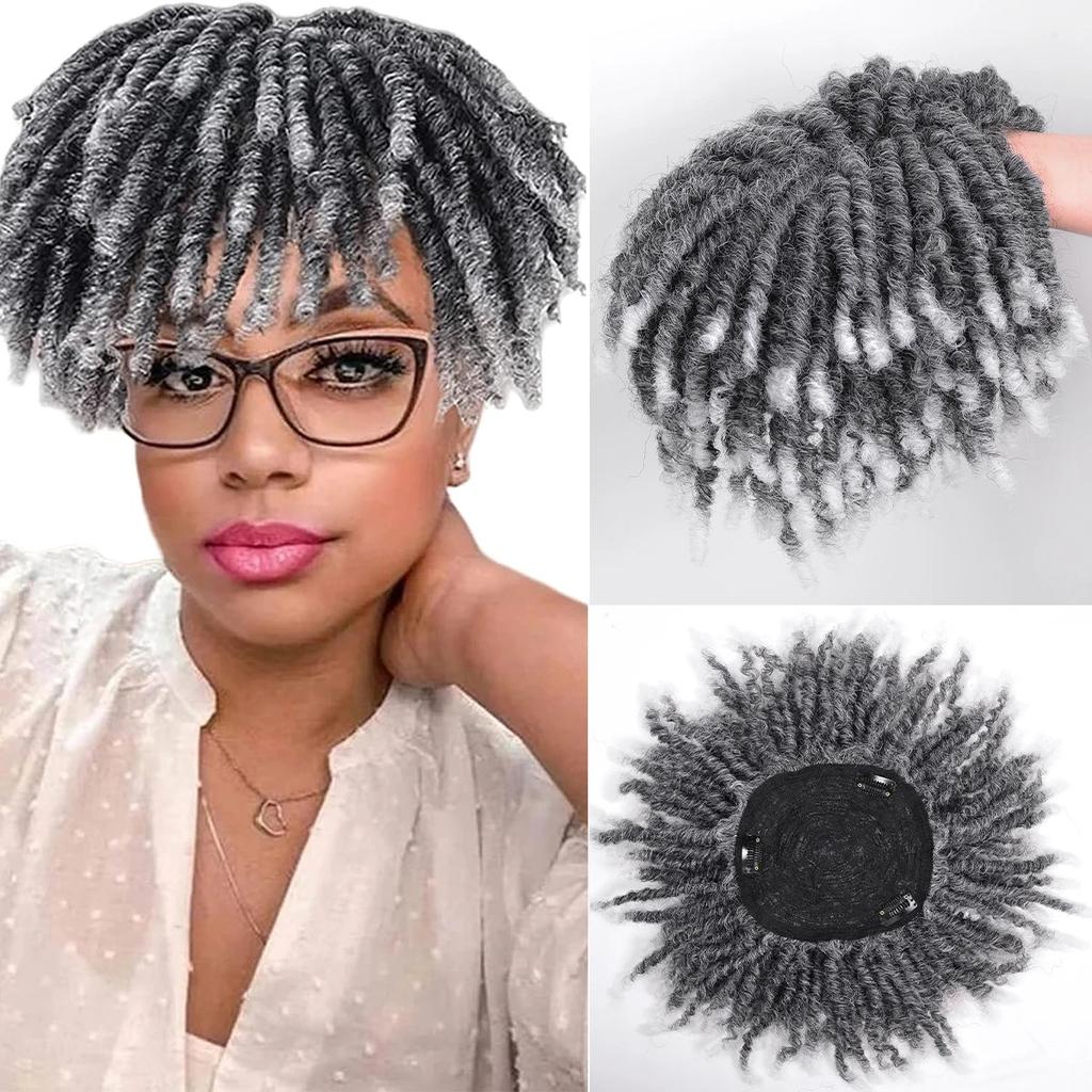 Short Afro Crochet Braided Half Wig with Clips tgrey by HitMyNeed