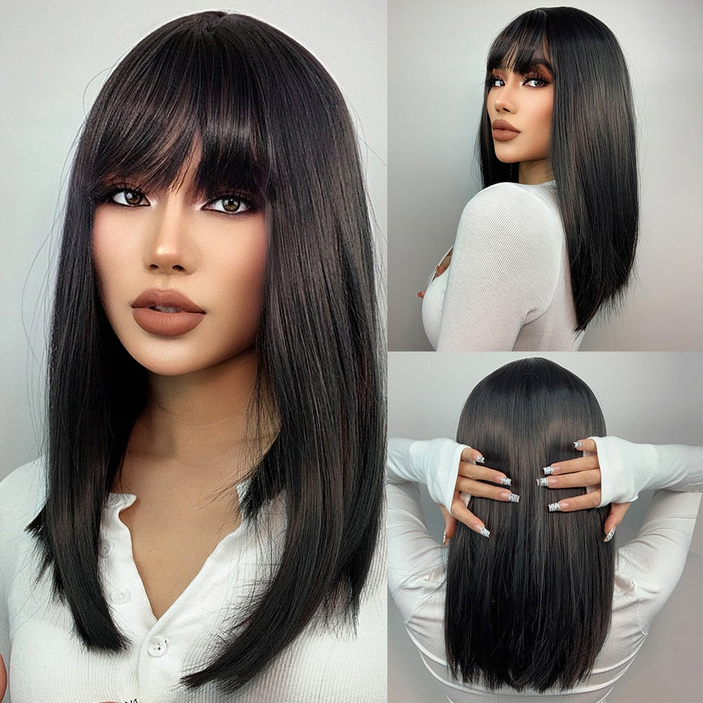 Short Golden Brown Bob Wig with Bangs - Heat Safe lc342-1 by HitMyNeed