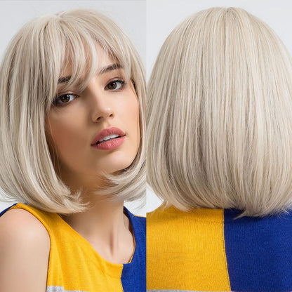 Short Golden Brown Bob Wig with Bangs - Heat Safe ss180-1 by HitMyNeed
