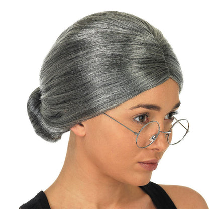 Short Grey Grandma Wig for Halloween Costumes by HitMyNeed