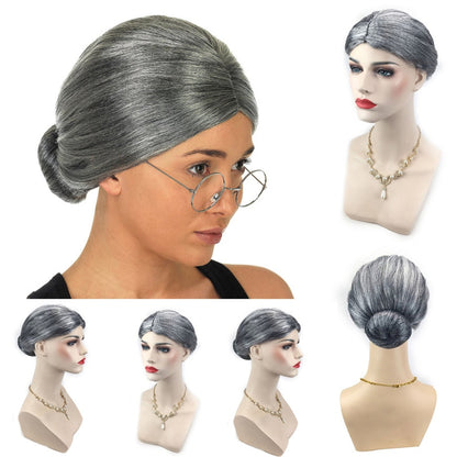 Short Grey Grandma Wig for Halloween Costumes by HitMyNeed