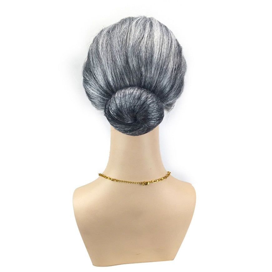 Short Grey Grandma Wig for Halloween Costumes by HitMyNeed