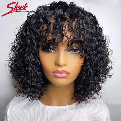 Short Honey Blonde Pixie Bob Human Hair Wig with Bangs 16inches 1b by HitMyNeed