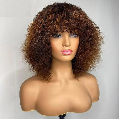 Short Honey Blonde Pixie Bob Human Hair Wig with Bangs by HitMyNeed