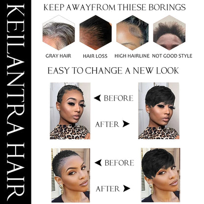 Short Pixie Cut Brazilian Human Hair Wig with Bangs by HitMyNeed