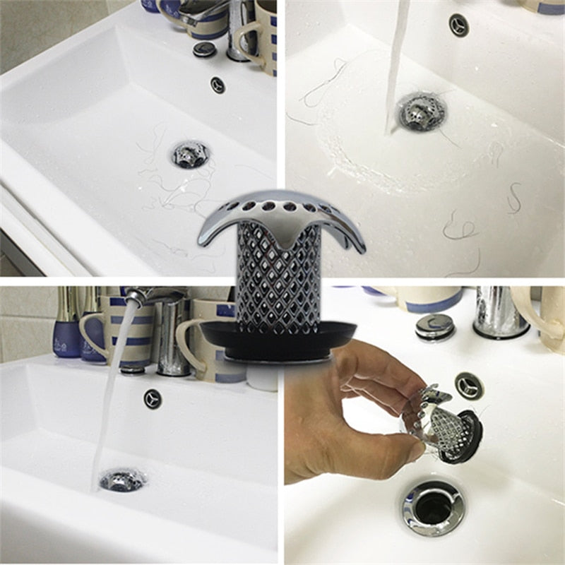 Shower Drain Hair Catcher Cover with 4 Rings by HitMyNeed