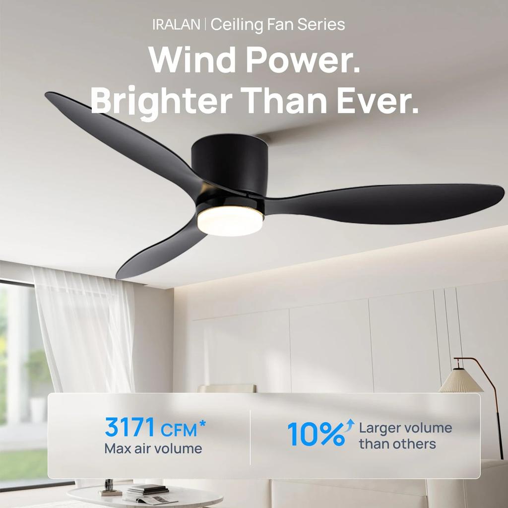 Silent 6-Speed Ceiling Fan with Smart Dimming LED by HitMyNeed