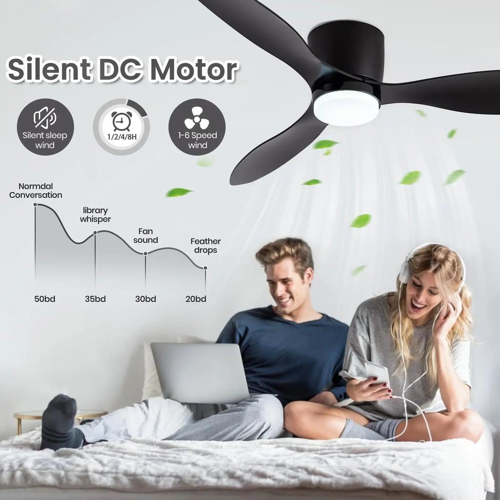 Silent 6-Speed Ceiling Fan with Smart Dimming LED by HitMyNeed