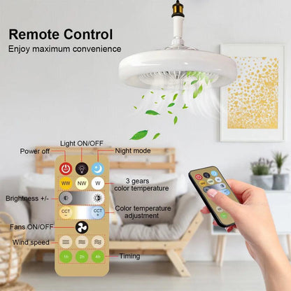 Silent LED Ceiling Fan with Remote and E27 Base by HitMyNeed