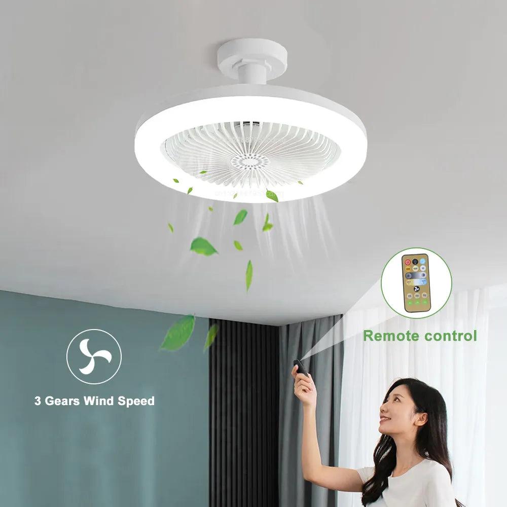Silent LED Ceiling Fan with Remote and E27 Base by HitMyNeed