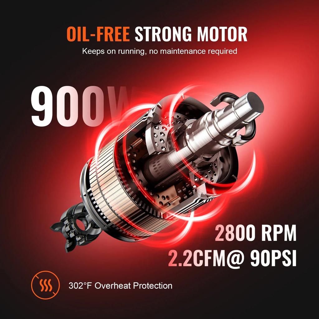 Silent Oil-Free Air Compressor 8-35L 900-1800W by HitMyNeed