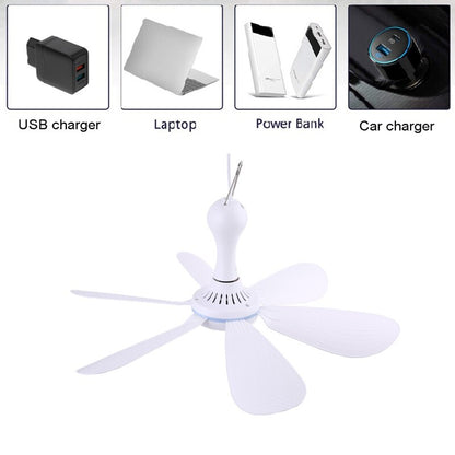Silent USB Ceiling Fan with 6 Blades for Tents & Dorms by HitMyNeed