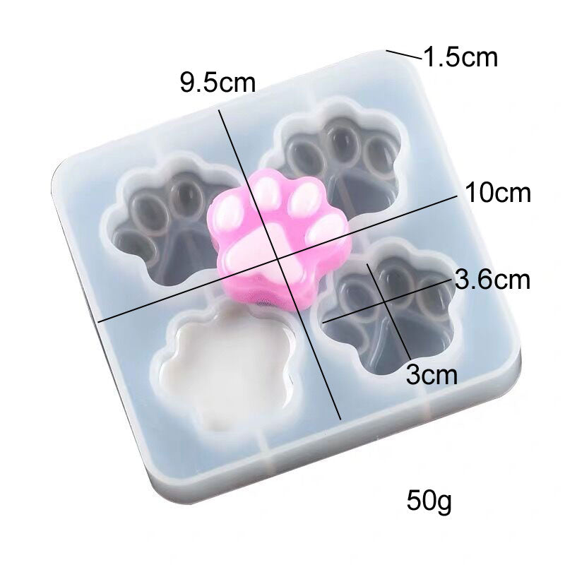 Silicone 4-Slot Paw Print Mold for Treats & Crafts by HitMyNeed