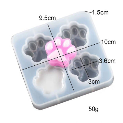 Silicone 4-Slot Paw Print Mold for Treats & Crafts by HitMyNeed