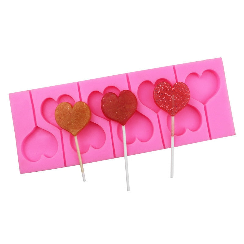 Silicone 8-Hole Heart Lollipop Mold by HitMyNeed