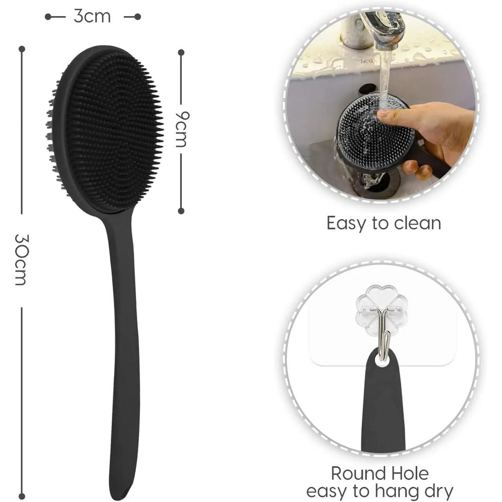 Silicone Back Scrubber with Long Handle, Double Sided by HitMyNeed