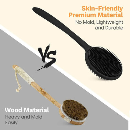 Silicone Back Scrubber with Long Handle, Double Sided by HitMyNeed