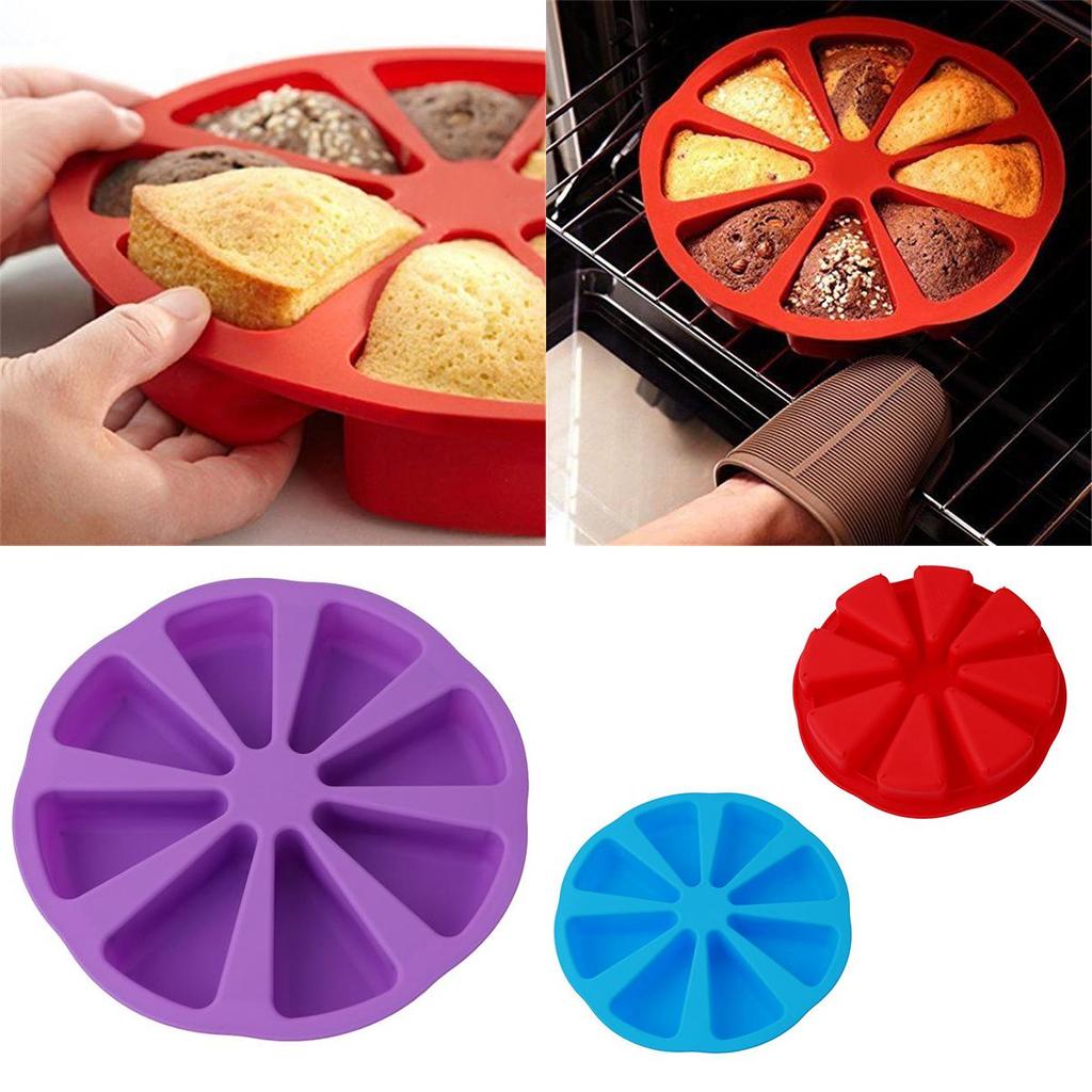 Silicone Cake Slice Baking Tray Mold, 8-Cavity Round by HitMyNeed