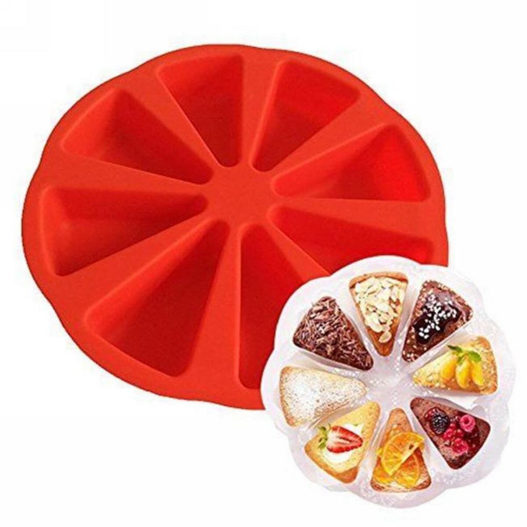 Silicone Cake Slice Baking Tray Mold, 8-Cavity Round by HitMyNeed