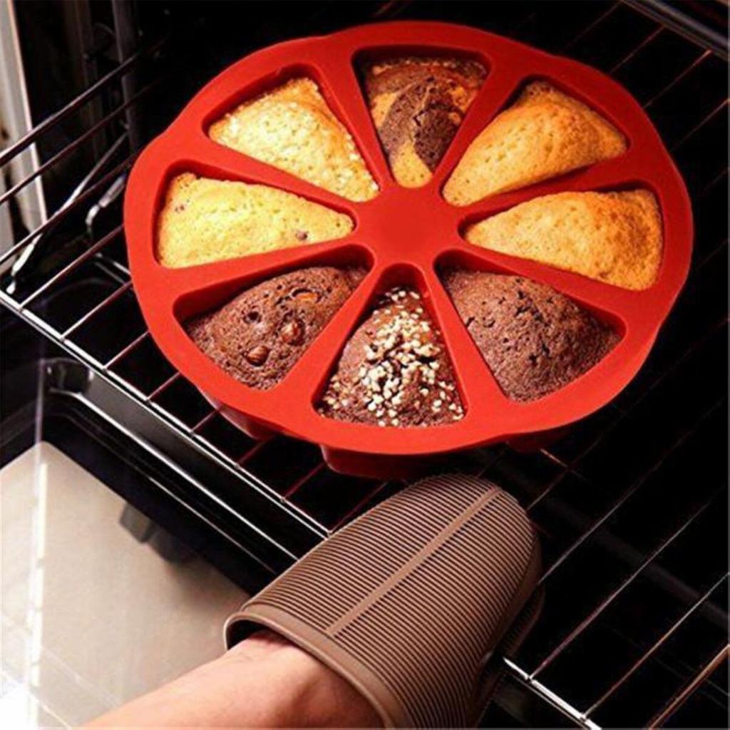 Silicone Cake Slice Baking Tray Mold, 8-Cavity Round by HitMyNeed