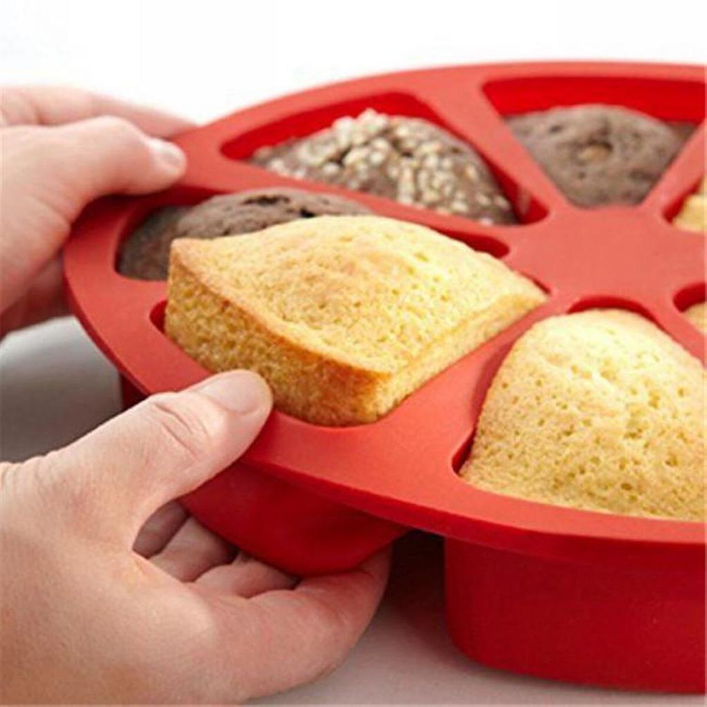 Silicone Cake Slice Baking Tray Mold, 8-Cavity Round by HitMyNeed