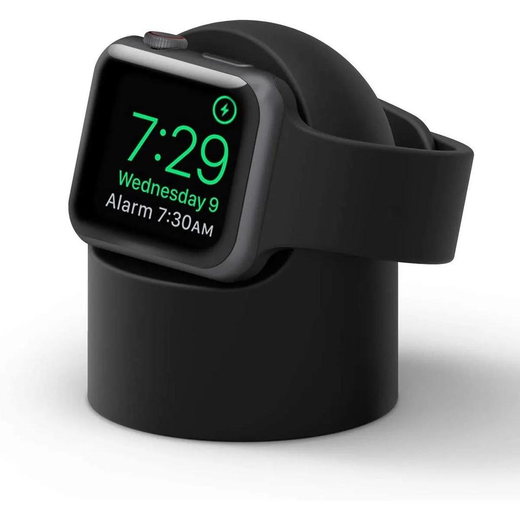 Silicone Charger Stand Dock for Apple Watch Series 2-9 SE black by HitMyNeed